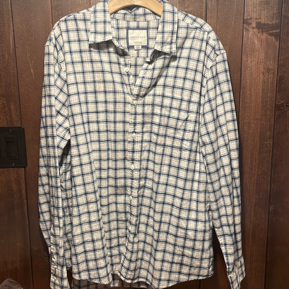 AE WHITE AND BLUE FLANNEL